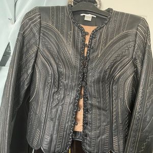 Leather stitched jacket